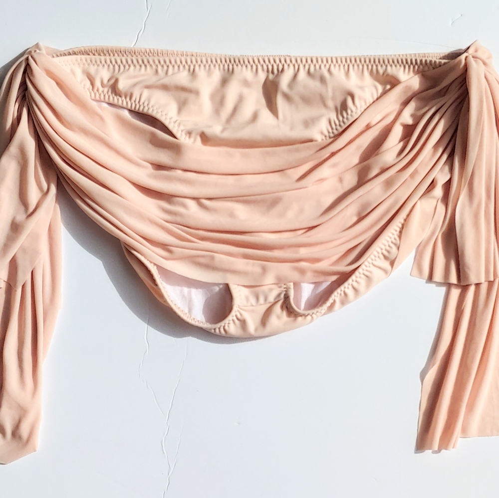 Norma Kamali Sz Large Swimsuit Bottom Light Pink Cream Color Layered Beautiful
